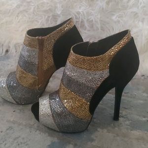 Glitter striped high heels